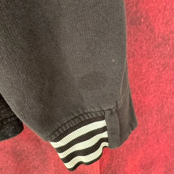 ADIDAS MEN'S GRAY & DARK GRAY HOODIE THREE -STRIPES ON THE CUFFS, L (LARGE) - Picture 6 of 13